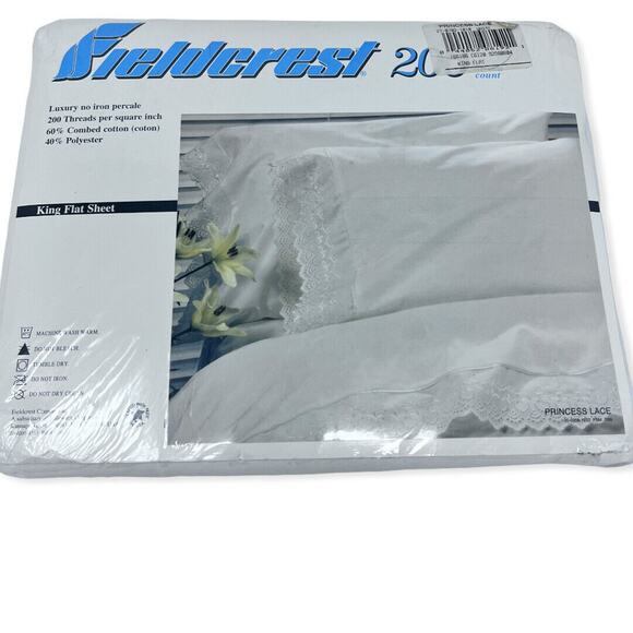 Vintage Fieldcrest Cannon White Princess Lace King Size Flat Sheet - Picture 3 of 6